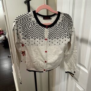 Catimini Black and White Sweater with Red Button for girls - size: 6 years